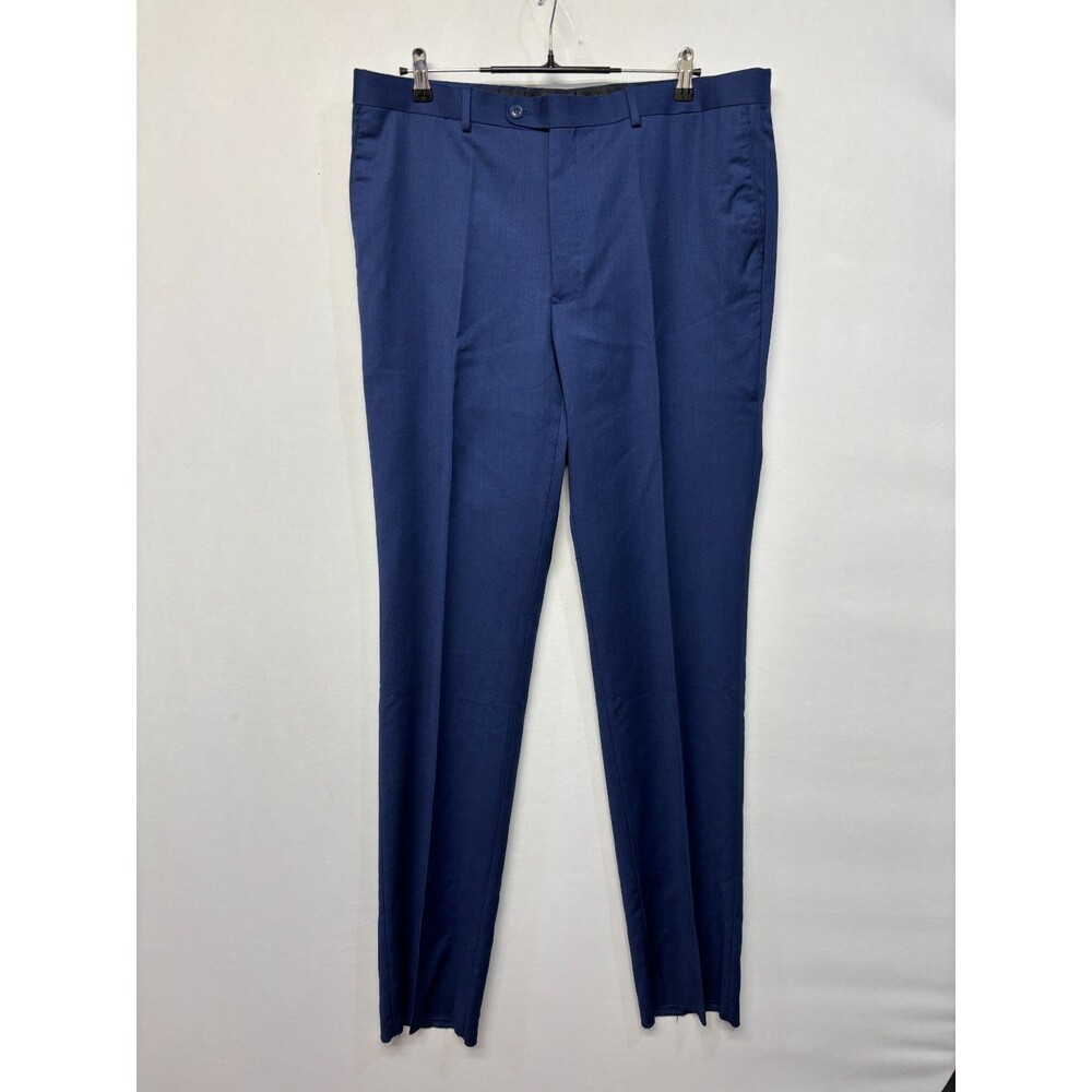 NWT Linea Uomo Men 100% Wool Dress Pants Size 38 Blue Unhemmed C059 -9